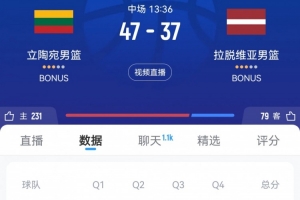 hth网页版在线登录入口-半场战报-立陶宛领先拉脱维亚10分 韦利奇卡14+6 波津13+8